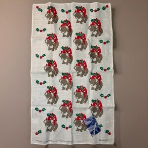 Rodriquez Holiday Christmas Koala Bear Holly Pure Linen Tea Towel Australia